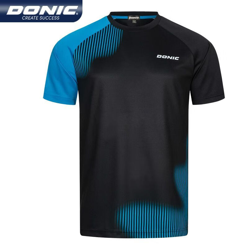 多尼克专业乒乓球服张继科同款速干吸汗透气男女训练乒乓球短袖 83232-177彩蓝+黑色 S