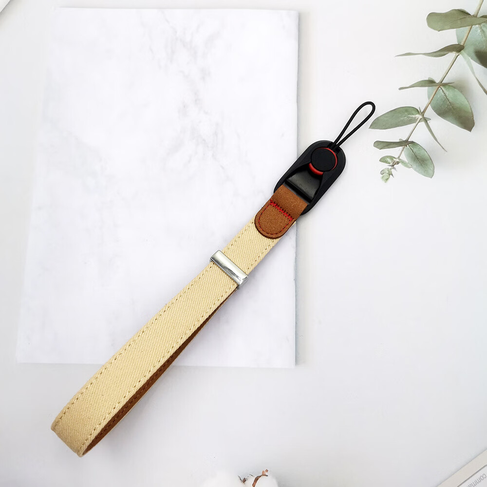 埠帝相机腕带手腕带真皮快拆微单手绳防滑挂绳通用相机腕带相机配件 【爆款热销】米白色 快拆手腕带