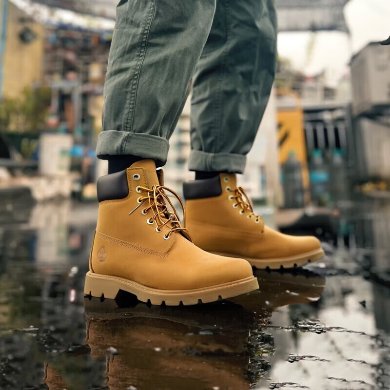 添柏岚（Timberland）马丁靴男女同款经典踢不烂大黄靴防水户外休闲复古防滑靴子工装靴 小麦色 44