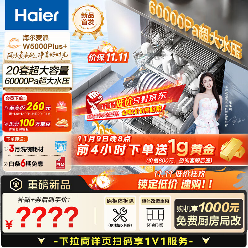 HaierϵϴǶʽ˫ϴW5000Plus+20״ ˮѹǼɱ10쾻EYBW20566GHU1