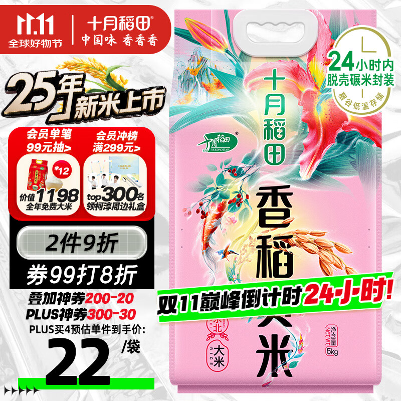 十月稻田 香稻贡米 东北大米 10斤（香米 粳米 5公斤/十斤）