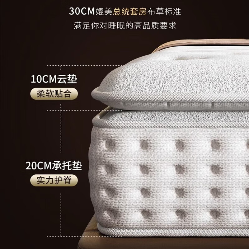 亚朵深睡亚朵酒店床垫26cm加厚天然乳胶记忆棉软垫独立袋装弹簧卧室席梦思 基础客房款厚20CM适中稍硬 180*200cm