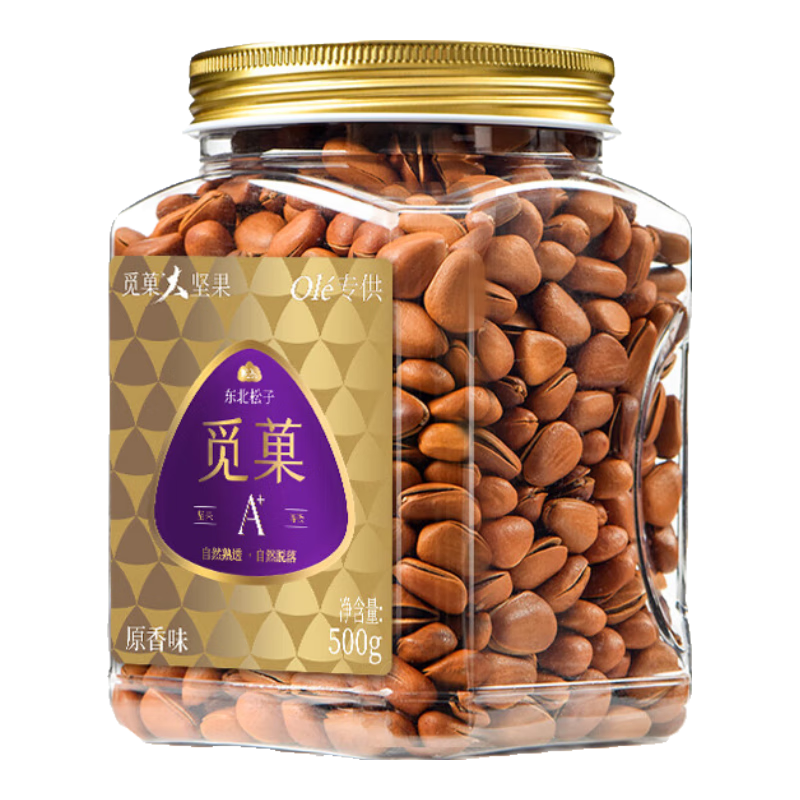覓菓（miguo）長白山東北松子大松子當(dāng)季新貨特大堅(jiān)果零食無添加大顆粒開口500g 覓菓東北松子A+500G（OLE）