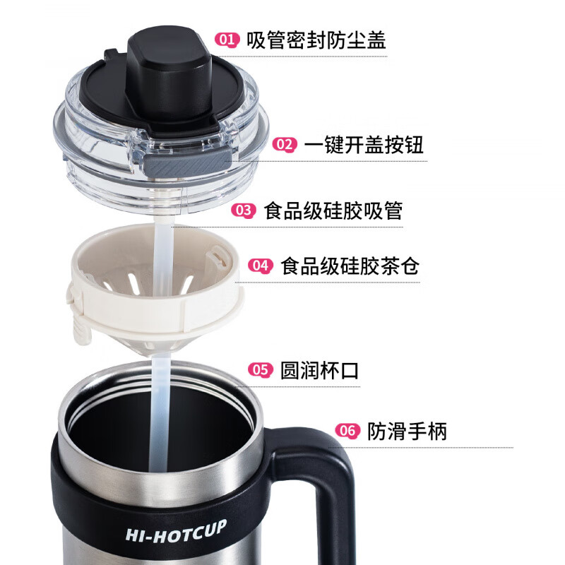 胖东来同款保温杯男士车载便携大容量冰霸杯不锈钢陶瓷覆层内胆保 【316内胆】钢本色 1200ml