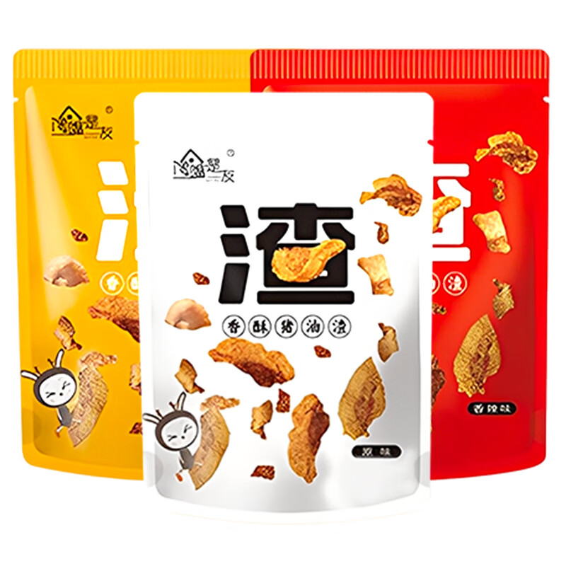 不多言猪油渣零食香酥脆皮五花肉粕脂青岛特产脆哨即食网红小吃休闲食品 【3包/150g】原味*1包+烧烤味*1包+香辣味*1包