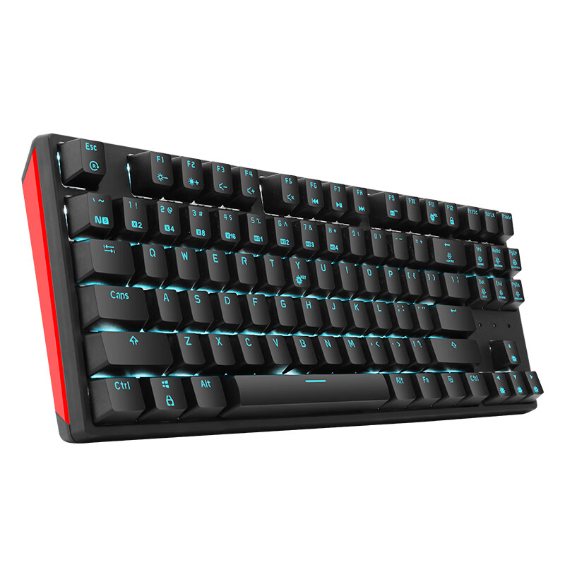 黑峡谷（Hyeku）GK707 机械键盘 有线键盘 游戏键盘 87键 蓝色背光 可插拔键盘 凯华BOX轴 黑色 红轴