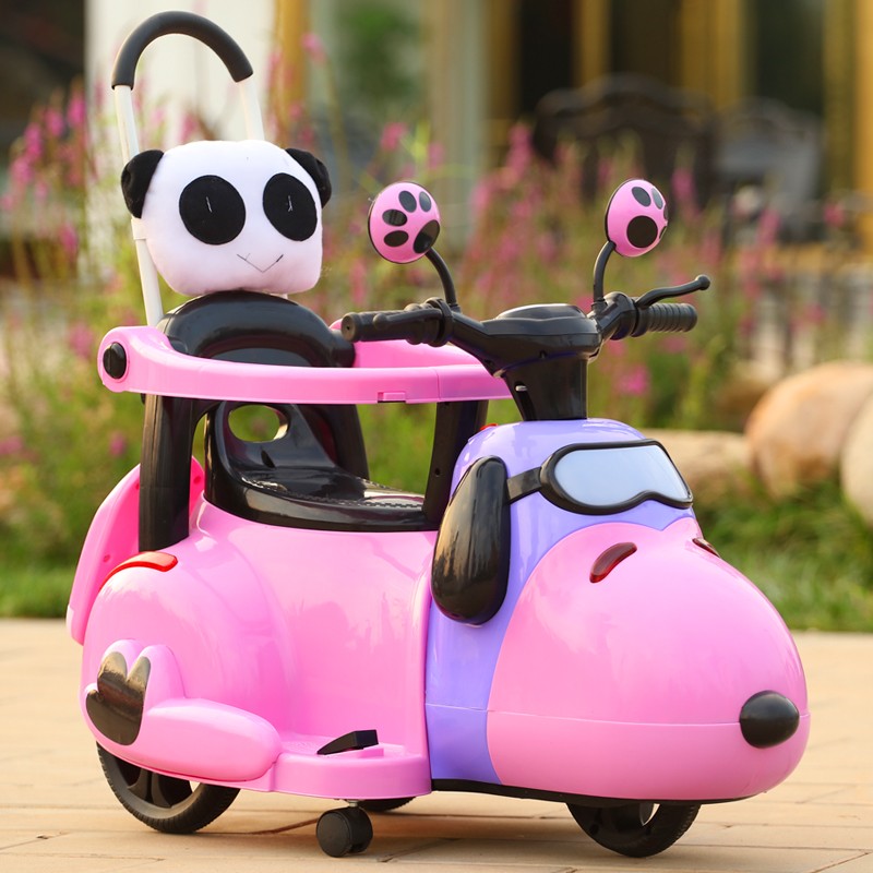 洛欧辰新款儿童电动摩托车三轮车0-1-2-3-4-5-6岁宝宝充电玩具车可坐人轻便手推车小孩 升级版5轮多媒体+推把+护栏（粉色）图片