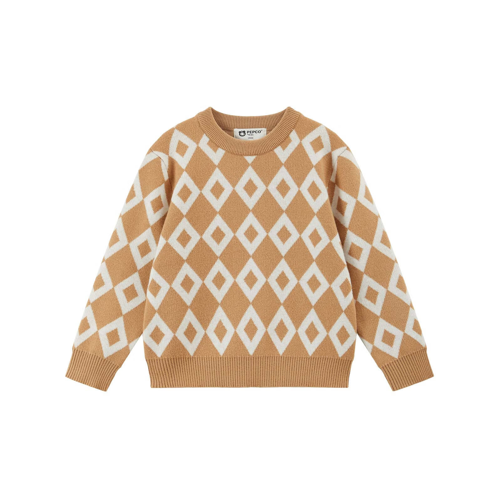 小猪班纳童装2025秋装新款儿童毛衣中大童男童毛衫女童套头衫上衣 亚麻棕 150 cm