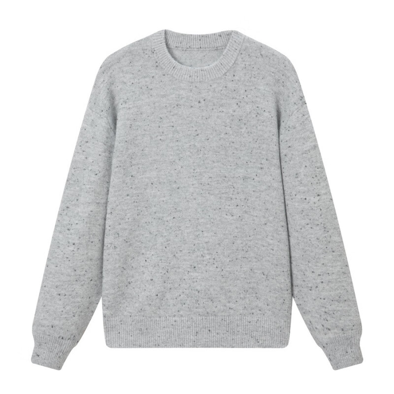 日系复古彩点圆领宽松针织衫男士秋冬新款洋气感软糯毛衣上衣 花灰 s