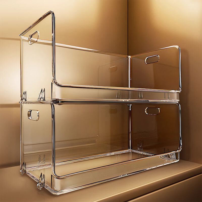 吱凡日本透明收纳盒平口亚克力长方形盒桌面杂物零食化妆品香水收纳筐 【特大号】2个装【特厚】