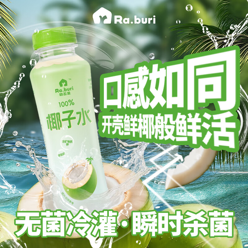 RA.BURI叻丕里泰国100%椰子水天然纯果汁椰青水火锅饮料350ml*15整箱送礼