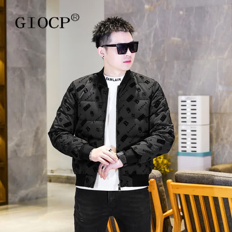 GIOCP香港潮牌羽绒服男潮90白鸭绒加厚冬季保暖外套时尚植绒短款羽绒衣 图色 M