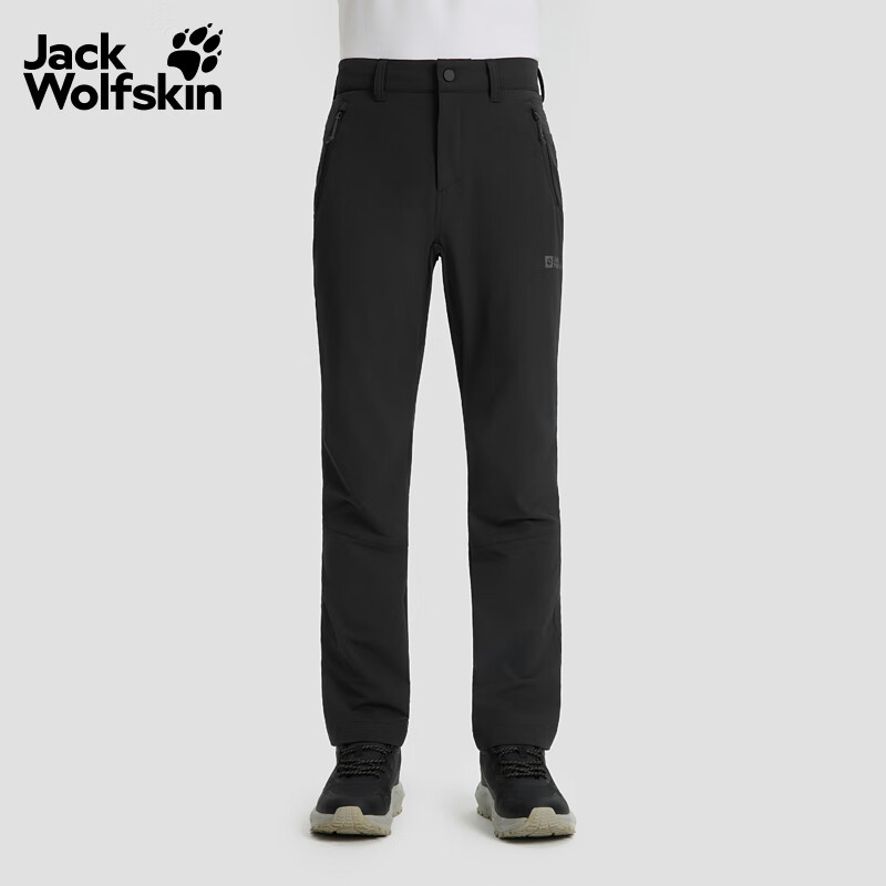Jack Wolfskin狼爪25秋冬新款ACTIVATE 男士户外高弹防风速干运动软壳裤5032101 黑色/6000 S