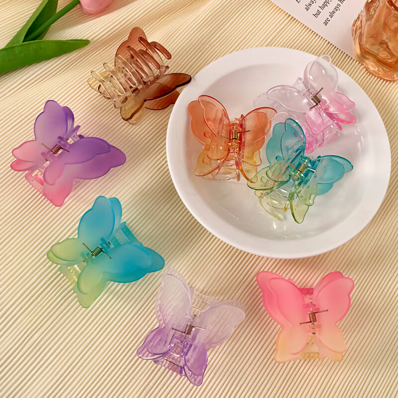 美麗公主發(fā)夾頭飾發(fā)飾品 韓版黑色一字夾細發(fā)夾小發(fā)針普通一字夾 漸變蝴蝶抓夾（隨機一個(gè)）