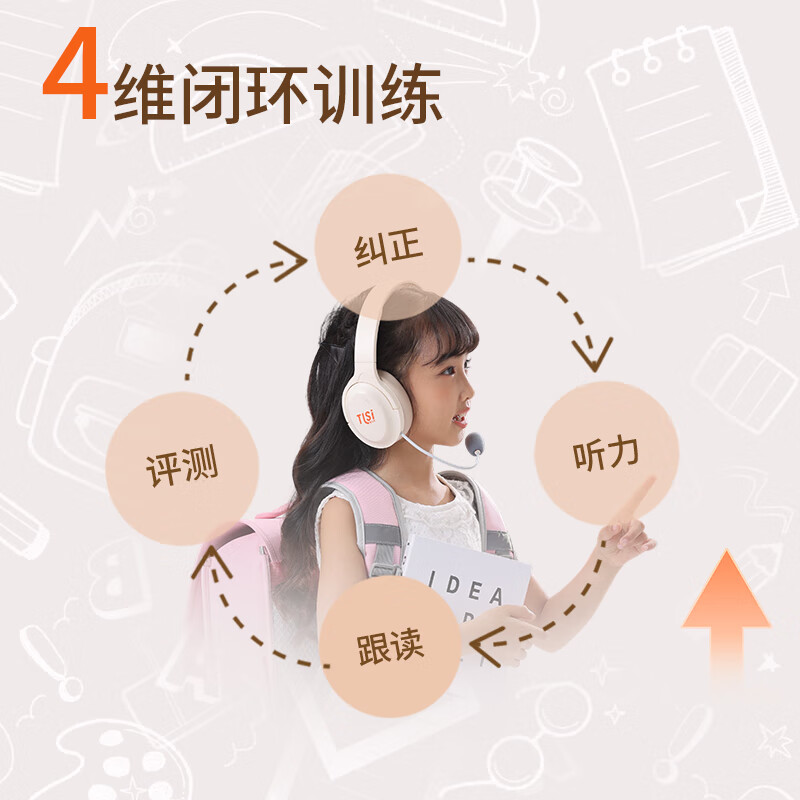 童乐思Ai学习耳机全学科辅导头戴式诵读耳返耳机外教口语陪练AI辅导老师背书神器蓝牙耳机学生记忆提升 新品6代英语款【实时同步教材 适配英语提升学生】