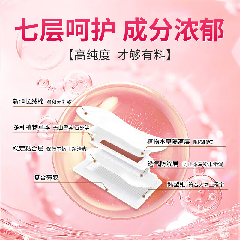 舒奈美花朵雪莲护垫官方雪莲贴私密护理古方草本藏红花卫生巾抑菌清洁贴 三盒周期装 10mm 36片 （干净舒适）