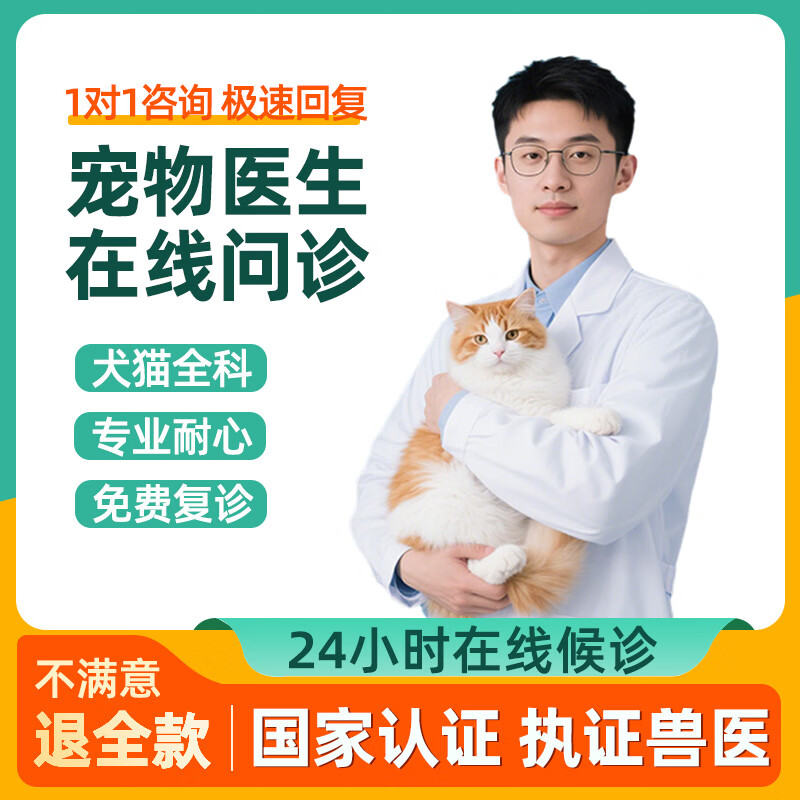 欧庭宠物医生在线问诊兽医线上咨询犬猫咪狗狗看病宠物医院24小时在线 【犬猫全科】执业宠医问诊 国家认证兽医/专业诊疗资质