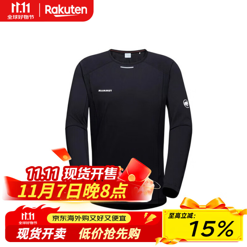 猛犸象Mammut男式长袖T恤亚洲版Aenergy FL户外上衣1016-01350 日本直邮 0001（黑色） L