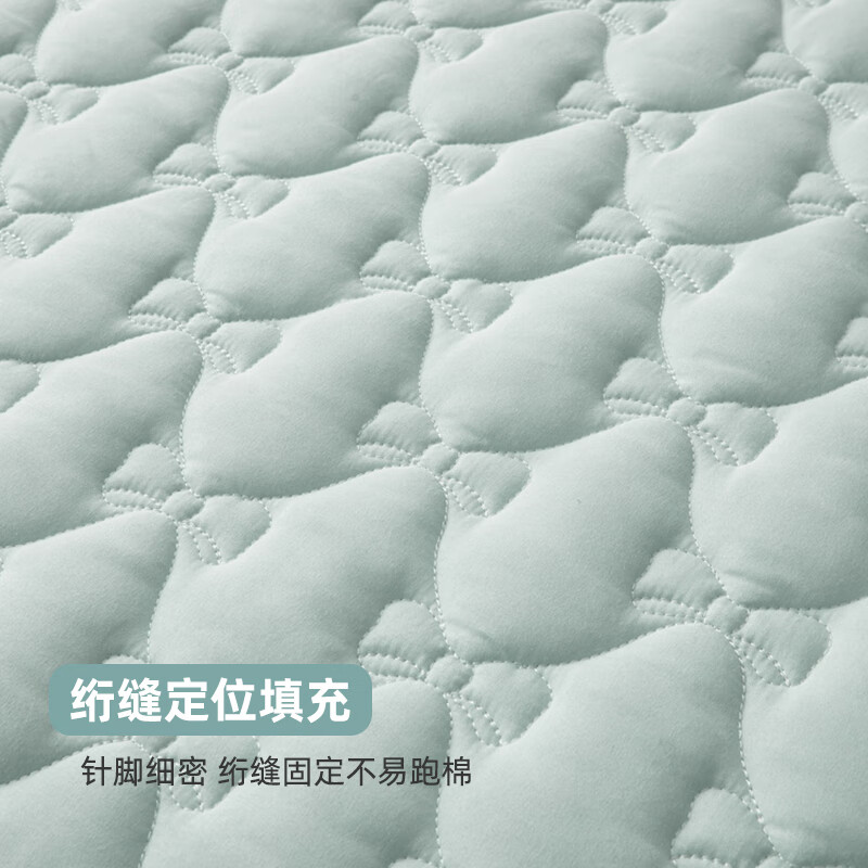 雅鹿加厚夹棉床笠防尘绗缝床罩三件套隔脏床盖床垫保护套床上用品 蝴蝶结床笠-天空蓝【蓬松柔软 四季通用】 180*200cm单床笠+枕套一对