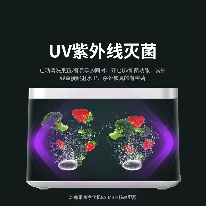 冰尊（BENSHION）果蔬清洗机家用洗菜机除菌99%羟基水离子电解食材净化机果蔬解毒机净化器M8 机器标配