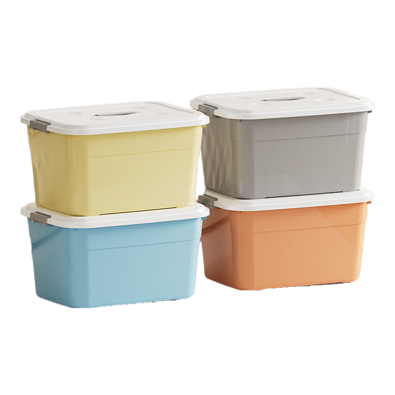 玩具收纳盒宿舍桌面储物盒杂物奶油风整理箱塑料收纳箱车载后备箱 大号36.5*26.5*19CM【颜色随发】