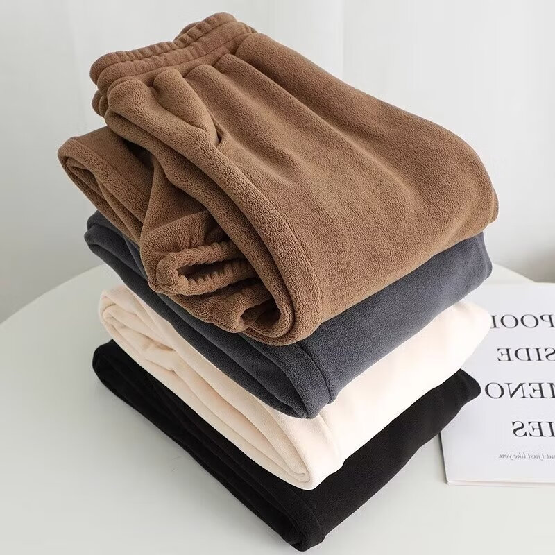 布卡澜琦双面摇粒绒裤子男款冬季摇粒绒男裤双面抓绒卫裤加厚男士保暖裤子 深灰色 3XL （建议140-155斤）