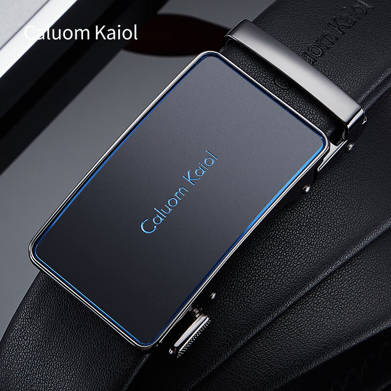 Caluom Kaiol品牌皮带男款2025年最新款真皮自动扣男士腰带情人节礼物送男友 【专柜礼盒】8068潮流蓝色 110cm -130cm默认随机(可修剪)