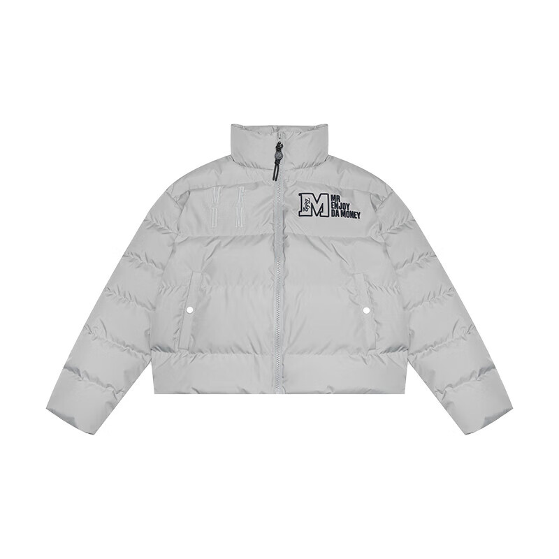 MEDM 刺绣基础羽绒服冬季美式短款休闲防风保暖外套男士潮牌加厚 灰色 XL