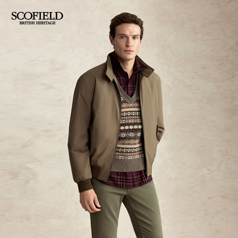 Scofield男装25年秋冬新品通勤哈灵顿夹克版型短款立领保暖棉服 深米色 L (175)