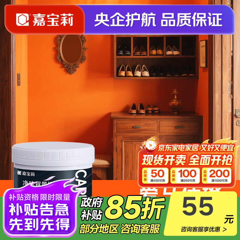 嘉宝莉客厅沙发电视背景墙面翻新漆乳胶漆室内墙家用改色自刷油 爱马仕橙/1kg