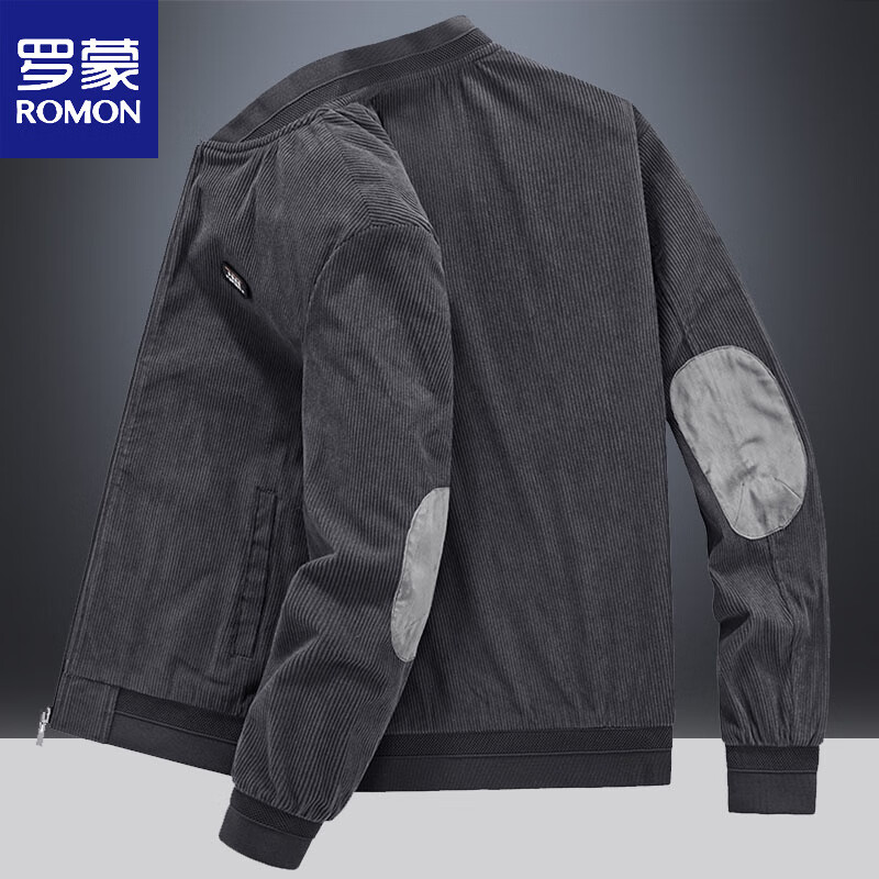 罗蒙（ROMON）外套男2025春秋季新款工装宽松上衣服男棒球领复古潮流薄夹克男潮 灰色【加绒】 加厚 XL