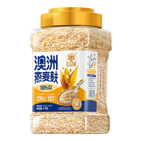 穗格氏澳洲進(jìn)口高纖燕麥麩皮 高蛋白質(zhì)無(wú)添加蔗糖營(yíng)養早餐即食沖飲谷物 澳洲燕麥麩皮 1kg*1罐