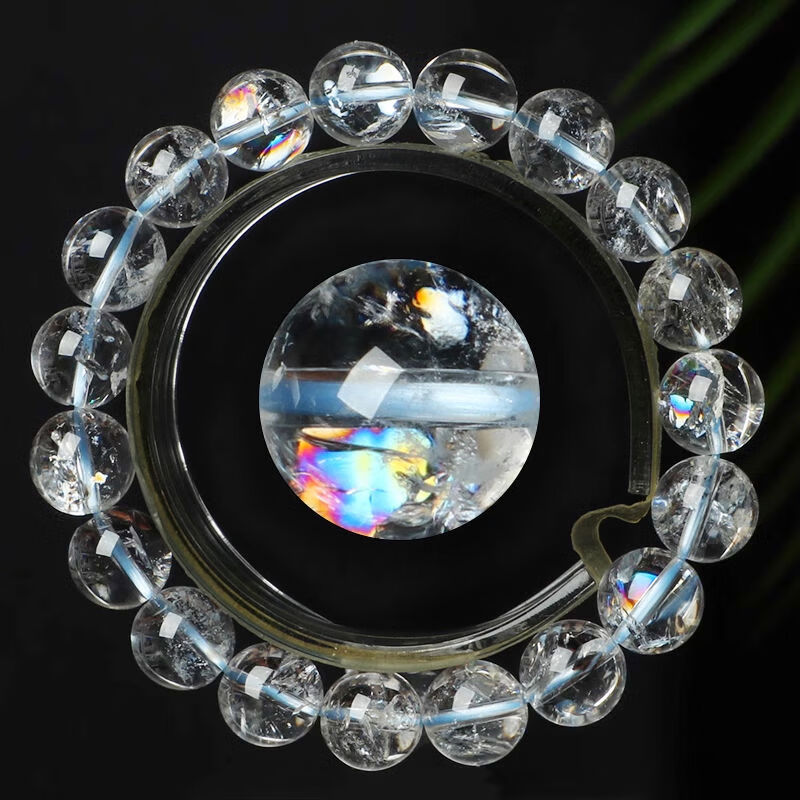 親寶水晶寶水晶阿賽斯特萊彩虹白水晶手鏈?zhǔn)执⒅?8mm阿賽斯特萊彩虹白水晶