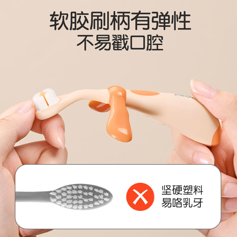 恐龙医生(PROTEFIX)宝宝牙刷儿童软毛0-1-2到3岁半婴幼儿专用训练刷牙乳牙两三牙膏 【特惠2支装】赠漱口杯