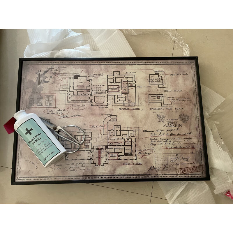 何佳功生化危机4海报 生化危机周边地图洋馆海报村庄洗手液伊森腰包