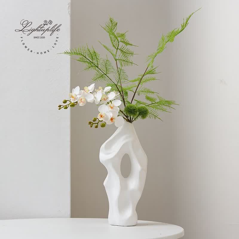 北欧风山形花瓶家居摆件现代简约陶瓷花瓶客厅玄关新中式复古摆设