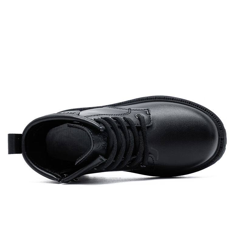 巴布豆（BOBDOG）童鞋女童冬季舒适百搭马丁靴中大童休闲二棉鞋2025加绒保暖靴子 黑色 38 适合脚长23.0cm