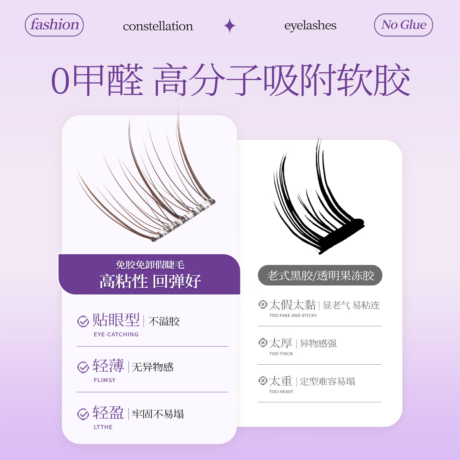 INYOEYE免胶假睫毛自然日常款节日送女友仿真持久眼妆神器 白开水60簇 免胶假睫毛白开水60簇（1盒）