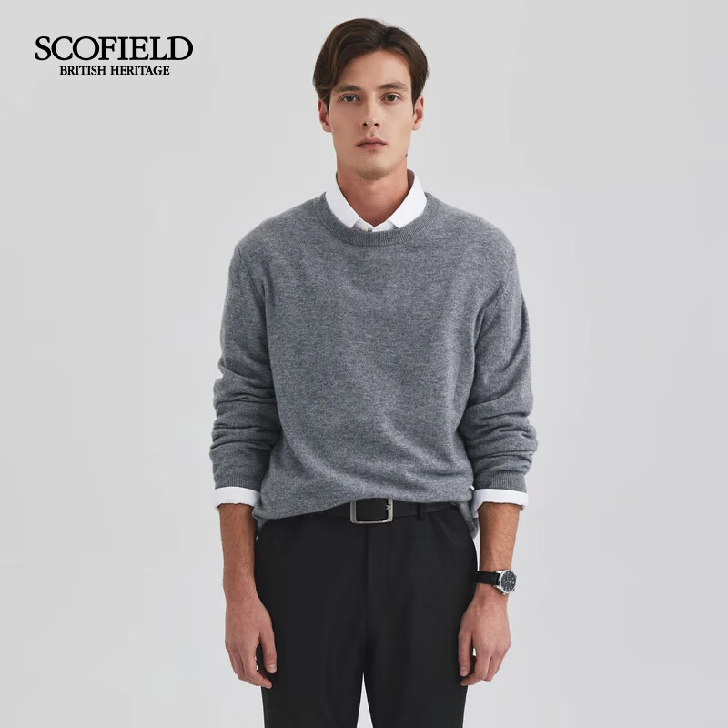 Scofield【山羊绒】SCOFIELD男装25年秋冬新品舒适柔软简约套头针织衫毛衣 灰色 M （170）