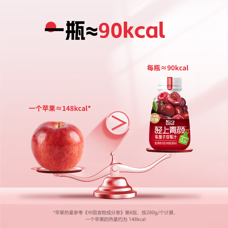 轻上西梅饮5大益生元膳食纤维3种发酵果蔬汁 车厘子双莓汁245ml*10瓶