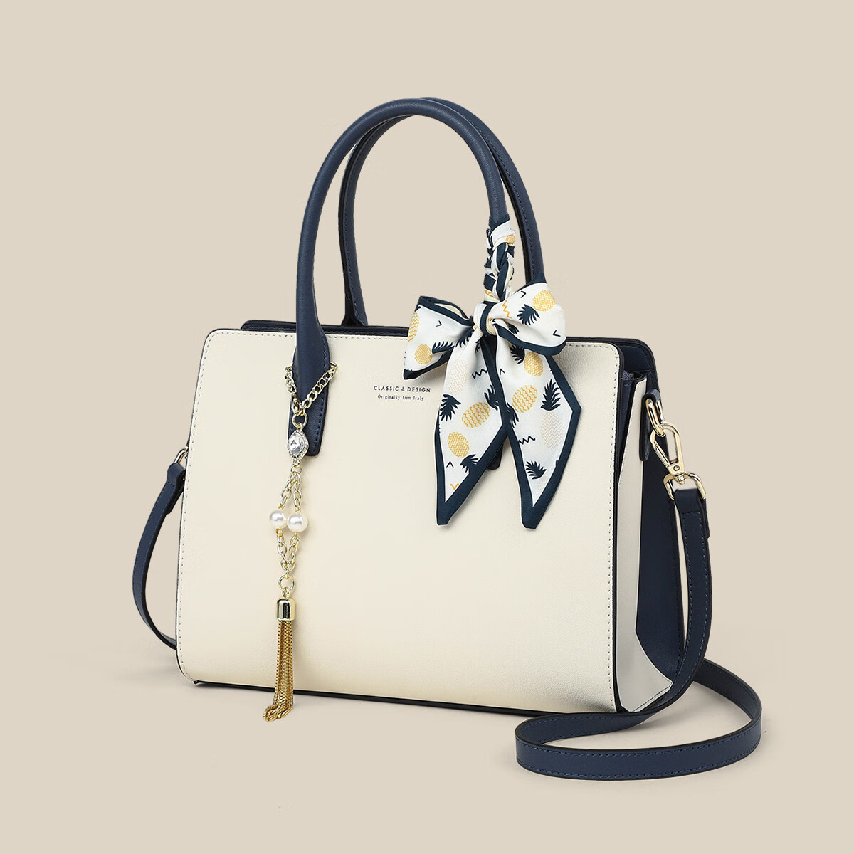 纪诗哲(GIEVSZHE)轻奢侈包包女包2025年新款女士手提包送老婆女友生日礼物 米白色 品牌礼盒