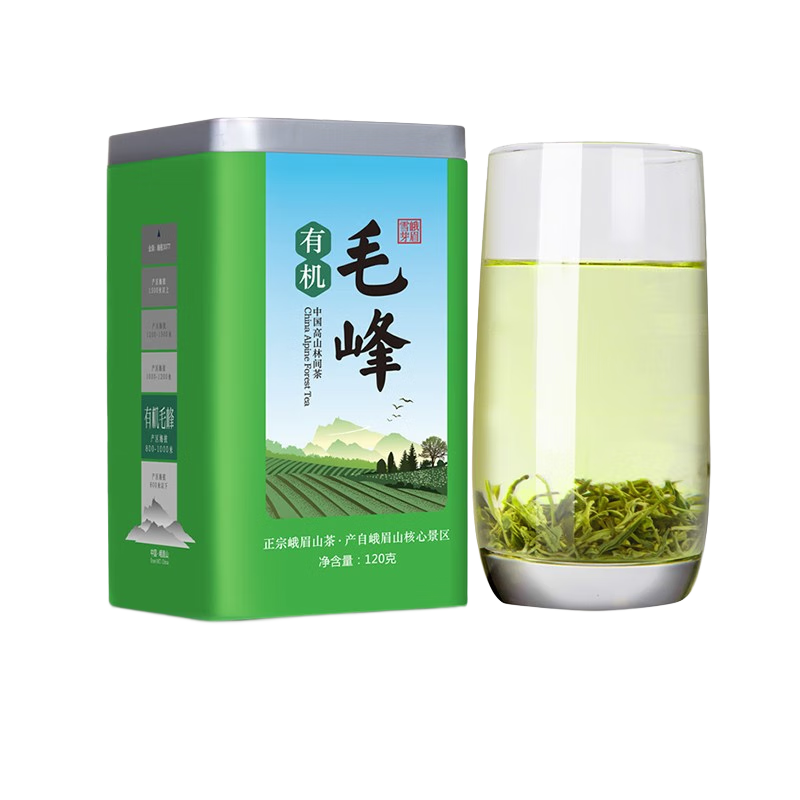 峨眉雪芽2025新茶 有機(jī)毛峰120g 峨眉山有機(jī)綠茶 茶葉自飲罐裝