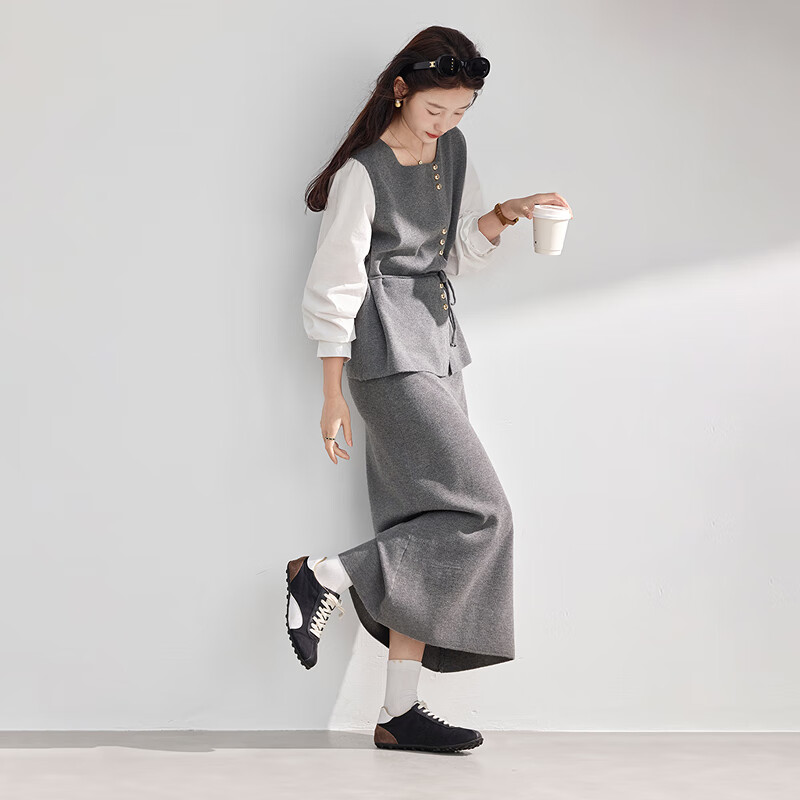秋季新品时尚优雅气质针织套头衫半裙