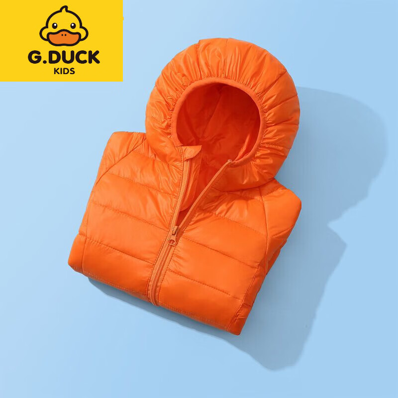 G.duck小黄鸭儿童羽绒服轻薄款男童女童中大小童宝宝童装外套秋冬新款 黑色 100