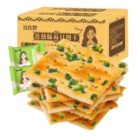 比比赞香葱苏打饼干散装咸味梳打饼干代餐零食休闲小吃食品小包装 香葱苏打饼干220g/箱
