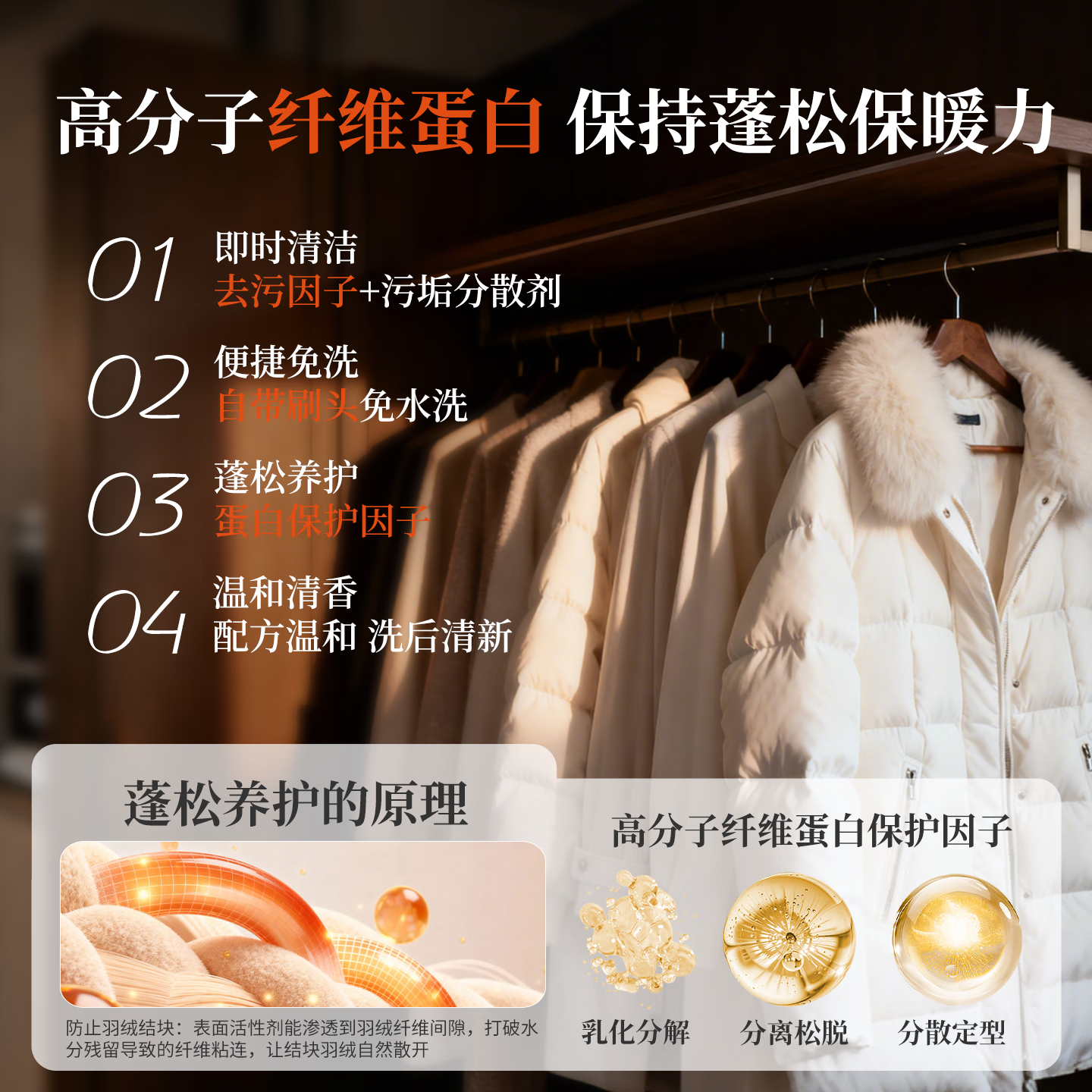 EVERSHINE晴天大白羽绒服清洗剂干洗剂免水洗强力去污蓬松清洁剂去油渍神器 羽绒服清洗剂-柚见青山150ML