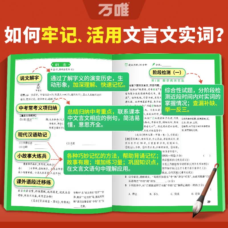 万唯文言文实词虚词初中语文专项训练中学教辅阅读理解七八九年级初一初二初三总复习万维文言文常用字典词典 全国通用 【文言文实词】【京东图书&万唯联合定制活动】