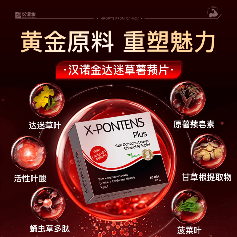 汉诺金【重度阳痿早泄】进口达迷草中老年人高端调理阴阳两虚持久硬大 4盒周期装【买三送一】60片*1盒