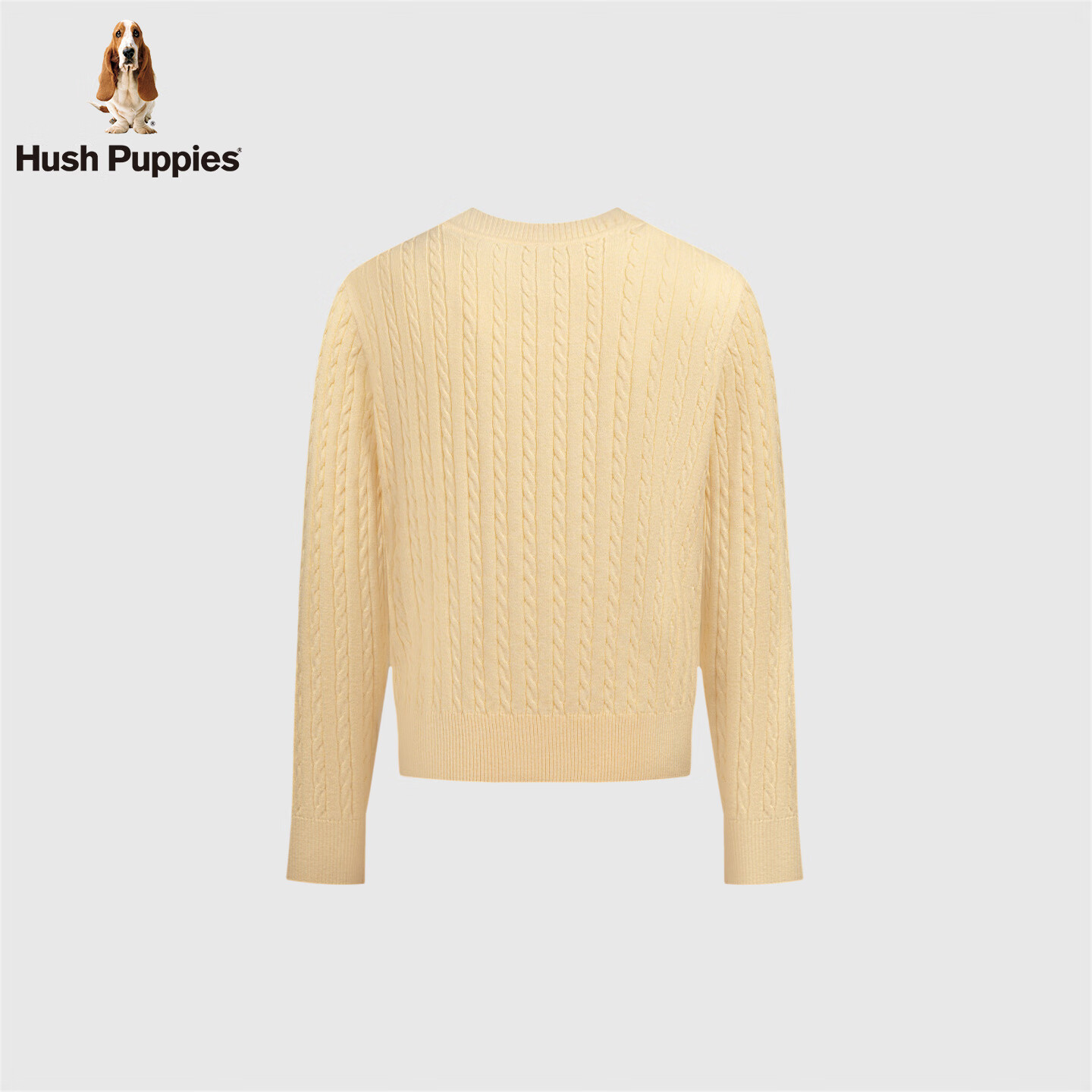 暇步士(Hush Puppies)【何泓姗明星同款】女装2025秋冬新款经典基础软糯含羊绒线衣 嫩鹅黄 S