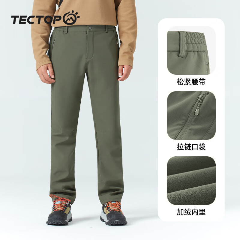 探拓（TECTOP）探拓休闲裤男软壳裤2024秋冬加绒加厚保暖防风长裤户外登山裤子女 【男款】螺青 XL